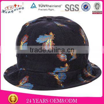 Marine Corduroy Bucket Hat with Top Button