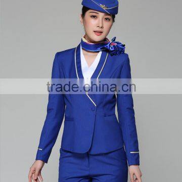 Juqian Custom High Class Factory Price Winter Season Manufacturer China fashion colors Airline stewardess uniforms Wholesale