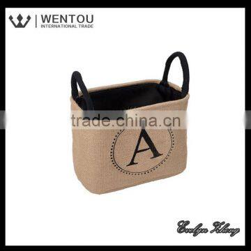 Wholesale Monogramed Burlap Storage Bin With Handles photo-5