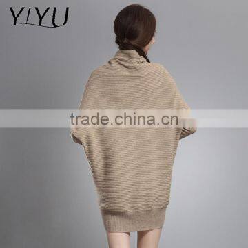 Winter Autumn Women Loose Turtleneck Batwing Sleeve Cashmere Dress Sweater photo-3