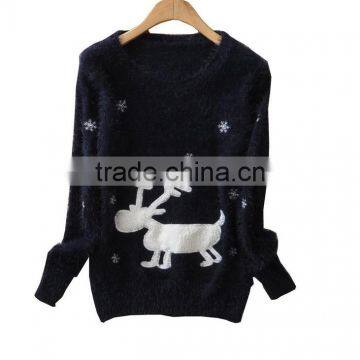 Fashion Deer Blue Long Sleeve Ugly Christmas Jumper for Women photo-2