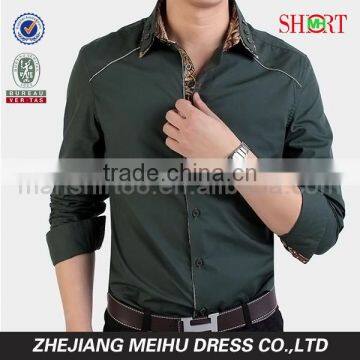 2016 fashion double collar slim fit piping fancy dress shirts for men