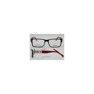 Black And Red Rectangular Acetate Optical Frames For Reading , Hand Made Acetate