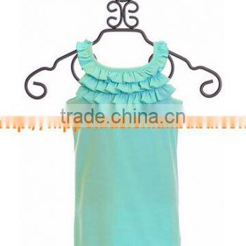 Wholesale mint green ruffle top girls cotton clothes spaghetti strap tank tops