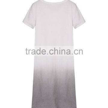 2016 Latest Model Fashion Printed Summer Two Tone Gradiente Longline Cotton Dress Wholesale photo-6