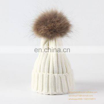 Wholesale Winter Acrylic Beanies Pompom Removeable Knitted Beanie Hat photo-6
