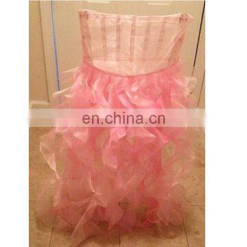 Party Hot Sale Pink Organza Half Cheap Wedding Chair Covers