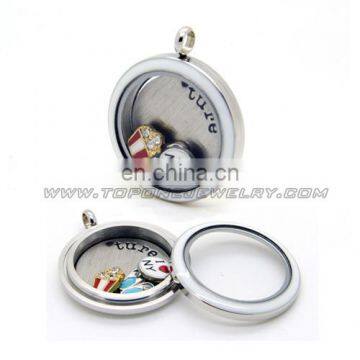 Fashion Glass Locket Stainless Steel Jewelry Initial Pendant photo-6