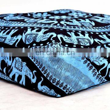 Indian 2017 100% Cotton New Elephant Mandala Design Cushion Cover Dog Bed Cover Square Ottoman Poufs Floor Pillow Case