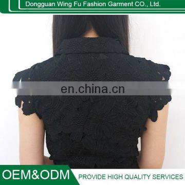 2015 most popular Short Sleeve black Lace Dress