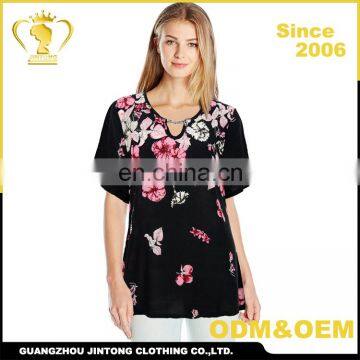 New fashion short sleeve black t-shirts, summer ladies tops women blouse top