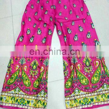 Pink color Plazo style new design 100 % cotton flower printed trouser wholesale price