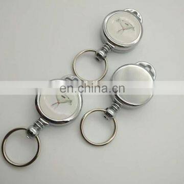 round shape metal yoyo badge reel id card holder with slot at top for lanyard