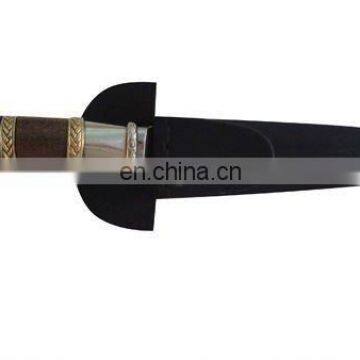 KNIFE IN WOODEN DETAILS AND NICKEL SILVER, SHEATH LEATHER. 14CM SCHMIEDEN