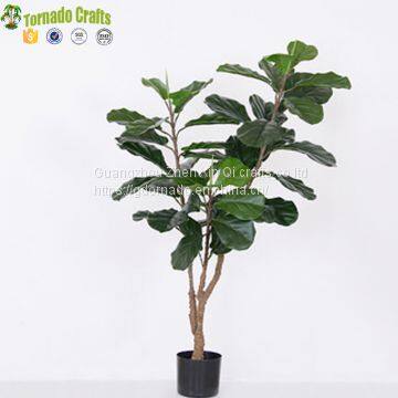Artificial Fiddle Leaf Fig Tree Potted Bonsai Ficus Lyrata Green Plant Indoor Decoration photo-2