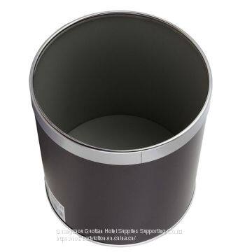 Waste Bins, Round Spray Paint Stainless Steel Trash Can With Ring - Small Metal Trash Bin Without Lid-Office,Home,Hotel-Waste Basket,Dustbin,Garbage Bin-11L photo-3