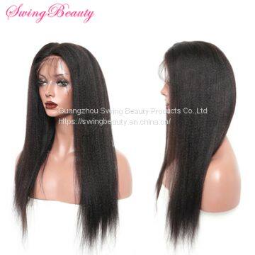 Natural Hair Swiss Lace Wigs Yaki Straight