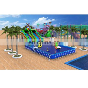 Popular Summer Holiday Aqua Playground Mobile Frame Pool Clown Inflatable Water Slide Amusement Park for Kids