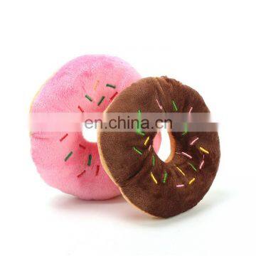 Donut Shaped Pet Toy Plush Stuffed Squeaky Eco Dog Donut Toy photo-2