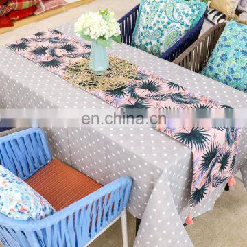 Wholesale Banana Green Leaf Pattern Custom Dining Table Runner for Party/Banquet Table Family Decoration photo-2