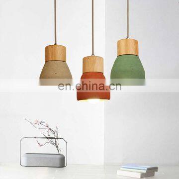 Промышленная подвесная лампа из бетона и дерева на светодиодах для столовой photo-2