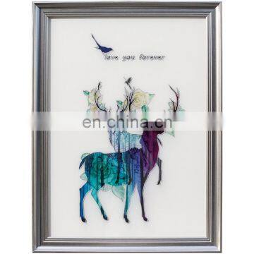 Modern and fashionable household decoration The deer in the forest ink painting Ink glass artwork