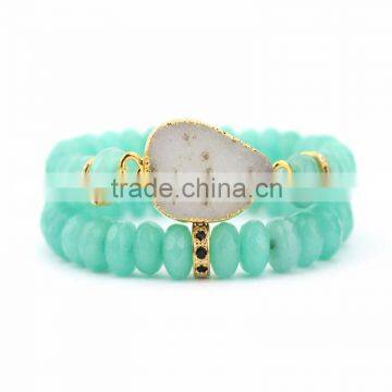 FULL-0341 Layering Amazonite agate charm Amazonite brcelet