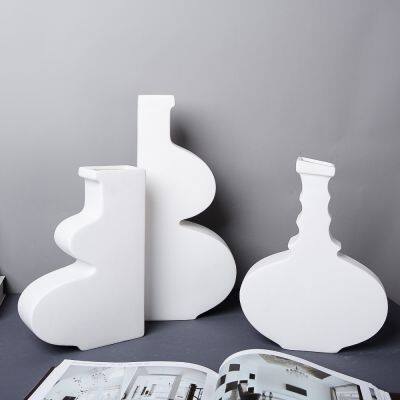 Minimalism White Gourd Frosted Firm Tall Large Ceramic Vase For Living Room Shopping Mall photo-4