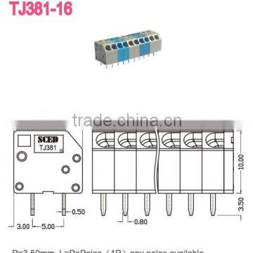 Push Bottom PCB Screwless Spring Terminal Block Conector China Factory