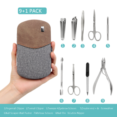 9pcs Manicure Set Metal Frame PU Case for Professional Manicure Beauty Care photo-2