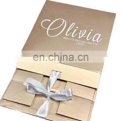 Luxury Gift Box Packaging for Jewelry Golden Textured Paper Custom Logo Magnetic Gift Box