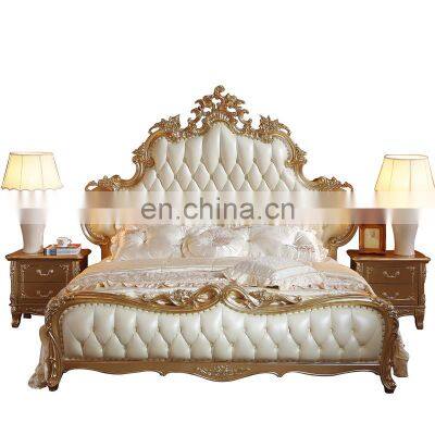 antique luxury royal white and gold king bedroom furniture set