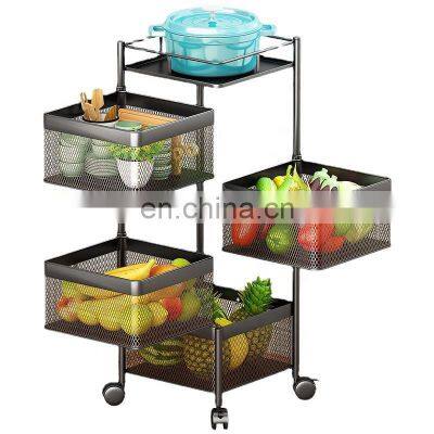 Rotating Multi Layer Kitchen Shelf Square Layered Standing Shelf Unit Kitchen Storage Rotating Vegetable Rack