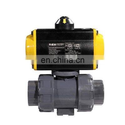 Acid Chemical Resistant PVC Plastic Double Union Ball Valve With Pneumatic Actuator photo-4