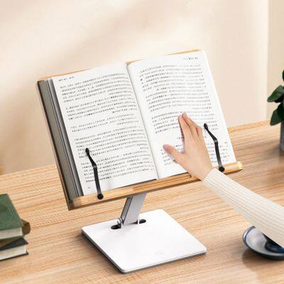 Desktop Height Adjustable Bamboo Kids Book Stand for Reading Wooden Page Clip Holder Bookends Kids Students Children Gift photo-5