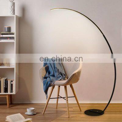 Nordic Arc Shape LED Floor Lamp Remote Control Living Room Bedroom Modern LED Fishing Standing Light