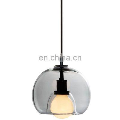 Kitchen Dinner Table Smoke Grey Cognac Amber Color Round Ball Light LED Pendant Lamp Glass Hanging Lamp