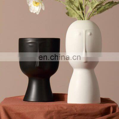 Face Vase Craft 2021 New Nordic Dining Table Ceramic Art Face Vase Home Decor Human Head Model Abstract Porcelain Vase photo-4