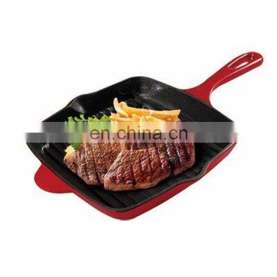 Non stick Cast Iron Frying Pan Enameled Skillet Square Grill pan