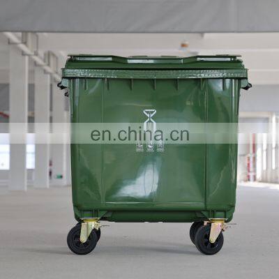 1100 Liter Public Garbage Rubbish Bins Polyethylene Outdoor Green Wheelie Waste Bin photo-3