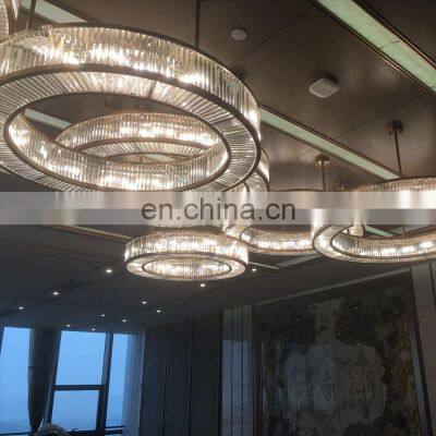 Luxury Living Room Decorative Circle Rings Crystal Pendant Lights Modern Indoor Led Chandelier