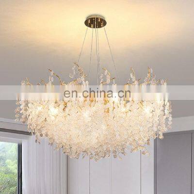 Living Room Crystal Light Luxury Chandelier Restaurant Villa French Aluminum Pendant Light