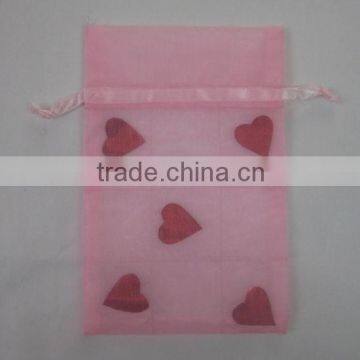 6*12cm White With Red-heart Organza Printed Wedding/christmas/party Gift Bags/wrapping Pouch China Made for Packing Candy Gift photo-4