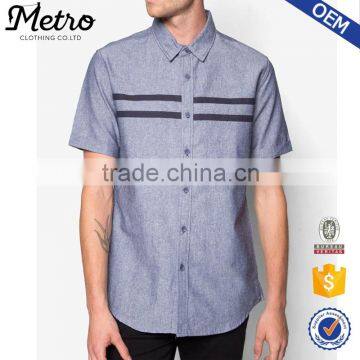 Wholesale New Plain Shirts Chest Contrast Color Panel for Men