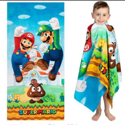 Wholesale Super Mario Kids Beach Towel Super Soft Cotton Bath Pool Design Your Own Logo Photo