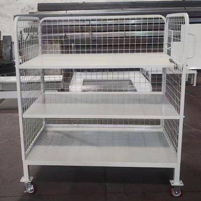 3-Sided Collapsible 4-Wheel Trolley With Shelves for Logistics Operations