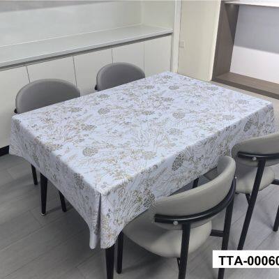 Elegant Lily Birds Pattern PVC Tablecloth, Waterproof, Oil‑proof, Easy Clean, Perfect for Daily Dining and Home Decor photo-2