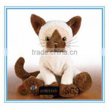 Brown and white cat stuffed toy