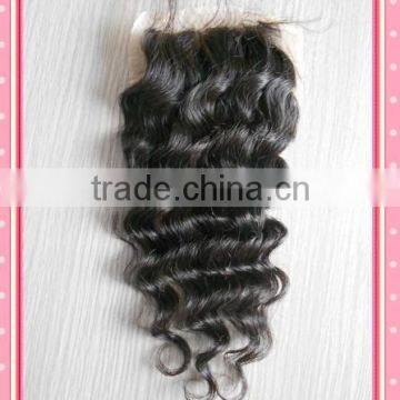 cheaper Deep wave silk top lace closure grade 5a lace closure unprocessed brazilian virgin human hair with baby hair