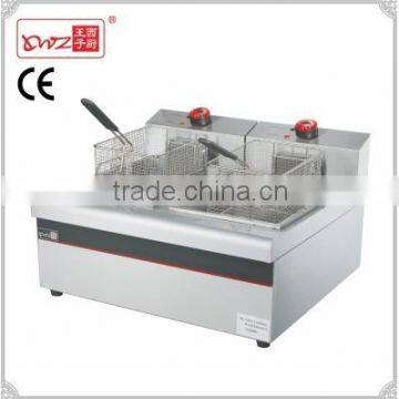 Hot sale commercial stainless steel 12.5*2 L Tabletop Two Tanks Two Sieves Electric Deep Fryer/Chip fryer/Chicken fryer                        
                                                Quality Choice